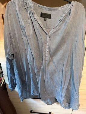 Nili Lotan Light Blue Button-Front Blouse